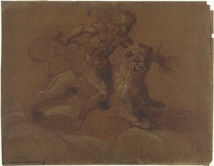 Seated Jupiter on a lion, on clouds by Anonymous