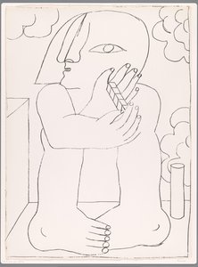 Seated Figure with Row of Five Cubes by Anonymous