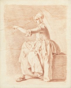 Seated Woman on a Chest, Pointing to the Left