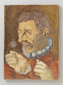 Plaque of Faience with Man with Flower by Anonymous