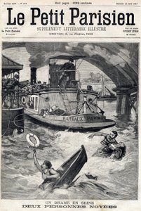 Accident in the Seine: two people in a drowned boat. In Le Petit Parisien on 25/04/1897 by Anonymous Anonymous