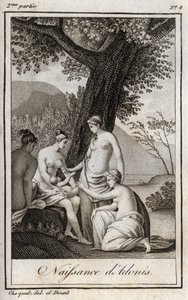 Adonis is born. Engraving from 1819 in 