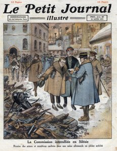 After the war: Uprising in Upper Silesia between the German and Polish communities. The Interallied Commission intervenes in Silesia and recoils weapons from German factories. Illustration taken from 
