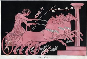Ancient Greece - A Chariot Race - Engraving from 