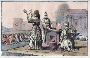 Ancient Persian civilization: mages, official priests and disciples of Zarathoustra - engraving from 