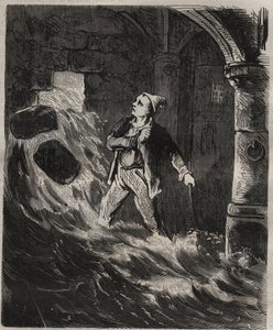 Attempted escape from the Toulon Bagne in the 19th century. Engraving in 