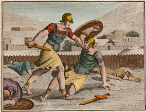 Battle of Horaces and Curiaces - Battle Between Horatii and Curiatii - Engraving from 