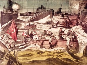 Battle of Kunfuda: naval battle fought on 7 and 8 January 1912, during the Italian-Turkish War, in the Red Sea, in front of the port of Kunfuda, Saudi Arabia by Anonymous Anonymous