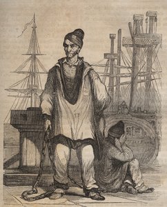 Convictions to perpetuity at the Rochefort Bagne in the 19th century. Engraving in Histoire des bagnes depuis leur création à nos jours (1877) by Pierre Zaccone. by Anonymous Anonymous
