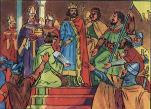 Coronation of Hugues Capet (941-996) in Noyon in 987, by Adalberon (ca. 925-990), Archbishop of Reims. This Coronation Marked the Beginning of the Capetian Dynasty, Kings of France who Reigned, either Directly or Indirectly, for 8 Years. Anonymous Illustra by Anonymous Anonymous