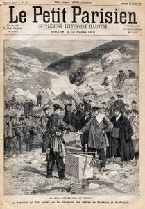 Custom of Pyrenees: the oath of peace taken by the delegates of the valleys of Baretous and Roncal. In Le Petit Parisien on 23/07/1893 by Anonymous Anonymous