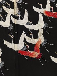 Detail of a Kimono with a Myriad of Flying Cranes