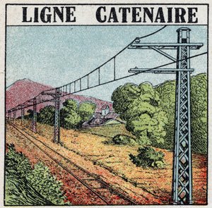 Electric Railways: Catenary Line. Anonymous Illustration of 1925. Private Collection. by Anonymous Anonymous