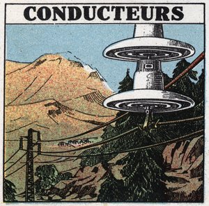 Electrical phenomena: conductors of electricity. Anonymous illustration from 1925. Private collection. by Anonymous Anonymous