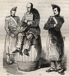 Exhibition of a forced evade at the Toulon bagne in the 19th century. Engraving in 