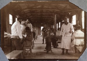 First World War 1914-1918: dressing room for French wounded soldiers. Couville in the Manche, Lower Normandy, France. Anonymous photograph May 1917. Private collection, Stella
