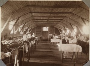 First World War 1914-1918: Wounded Soldiers and Nurses of the French Red Cross, Camp of Couville in the English Channel, Lower Normandy, France. Anonymous Photograph July 1917. Private Collection, Stella. by Anonymous Anonymous