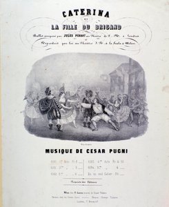 Frontispiece for the musical score of Catarina or the Daughter of the Bandit by Pugni for the representation at the Teatro alla Scala (1847) by Anonymous Anonymous