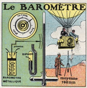 Gas pressure: the metal barometer. Anonymous illustration of 1925. Private collection.