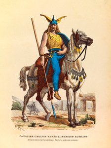 Gaul rider after the Roman invasion (first centuries of the Christian era), engraving