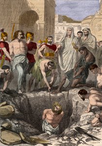Gauls buried by the Romans - Engraving of the 19th century in 