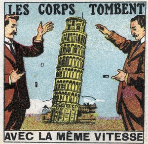 Gravity: Bodies Fall with the Same Speed. Use of the Tower of Pisa to Illustrate the Laws of Falling Bodies. Anonymous Illustration from 1925. Private Collection. by Anonymous Anonymous