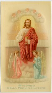 Holy image: First Communion, Jesus holding the host by Anonymous Anonymous