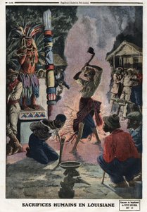 Human Sacrifices in Louisiana. Engraving in 