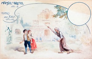 Illustration of Hansel und Gretel opera by Humperdinck, during the performance at the Teatro alla Scala by Anonymous Anonymous