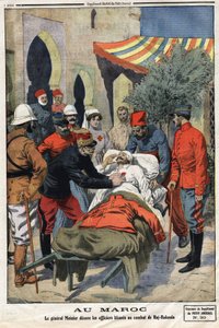 General Moinier Decorating Officers Wounded in the Battle of Haj Rakoula - Engraving in 