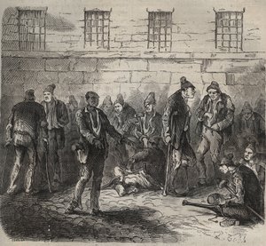 Infirm forces at the Toulon Bagne in the 19th century. Engraving in Histoire des bagnes depuis leur création à nos jours (1877) by Pierre Zaccone. Private collection. by Anonymous Anonymous