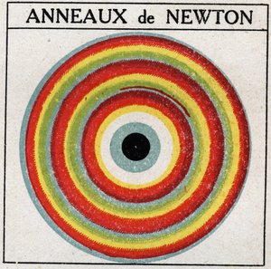 Interferences: rings by Isaac Newton. Anonymous illustration from 1925. Private collection. by Anonymous Anonymous