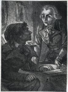Jean-Paul Marat (1743-1793) with Maximilian Robespierre (1758-1794). Engraving from 1866 in 