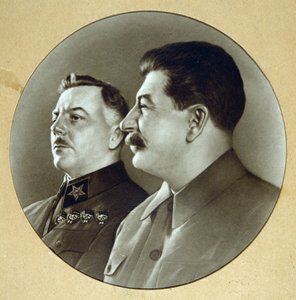 Josef Stalin and Kliment Vorosholov by Anonymous Anonymous