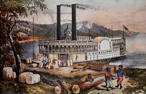 Loading Cotton on a Ship on the Mississippi River by Anonymous Anonymous