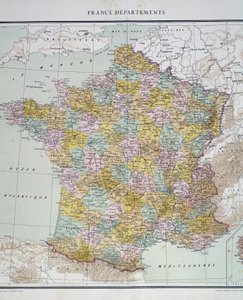 Map: France Departments. Atlas of the 1950s by Anonymous Anonymous