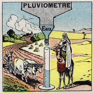 Meteorology: influence of rain on climate, use of rain. Anonymous illustration from 1925. Private collection. by Anonymous Anonymous