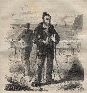 Military condemned to the bagne of Toulon in the 19th century. Engraving in 