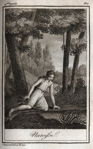 Narcisse contemplating his reflection (engraving of 1819 in 