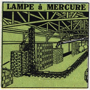 New gas properties: mercury lamp. Anonymous illustration of 1925. Private collection.