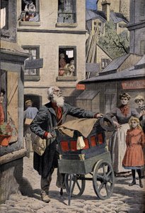 Old trades: the barbarous organ player in the streets of Paris (engraving in the headline of the Petit Journal, 26/04/1908) by Anonymous Anonymous