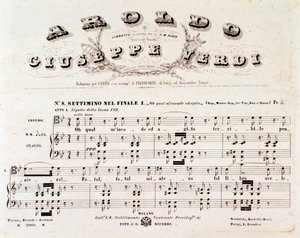 Page of musical score of Aroldo, opera by Giuseppe Verdi by Anonymous Anonymous