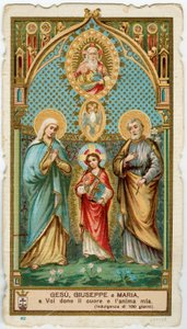 Pious image: The holy family with the Holy Spirit and God by Anonymous Anonymous