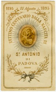 Holy Picture Celebrating the Birthday of St Anthony of Padua by Anonymous Anonymous