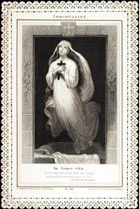Pious image: Immortality, In cruce vita. Card of deces dentelee. 19th century Private collection by Anonymous Anonymous