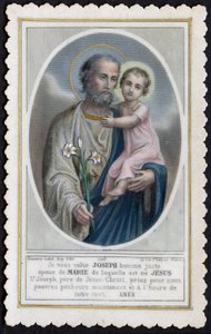 Pious image: Jesus as a child in the arms of Joseph by Anonymous Anonymous