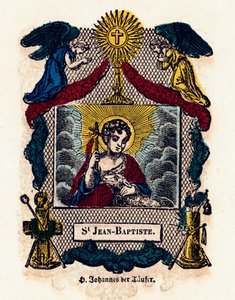 Pious image: Saint John the Baptist. Engraving of the 19th century Private collection