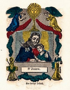 Pious Image: Saint Joseph. Engraving of the 19th century by Anonymous Anonymous