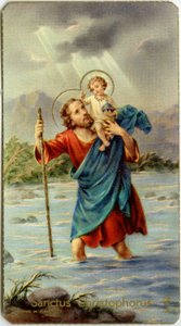 St Christophorus Crossing the Jordan with Young Jesus on His Back by Anonymous Anonymous