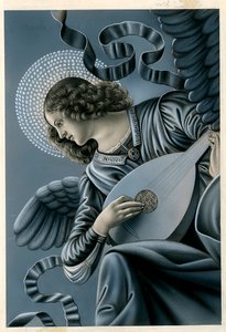 A musician angel after the fresco by Melozzo da Forli (print) by Anonymous Anonymous